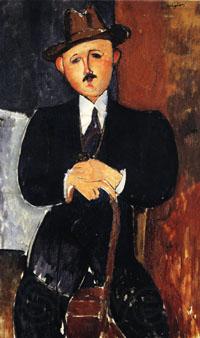 Amedeo Modigliani Seated man with a cane
